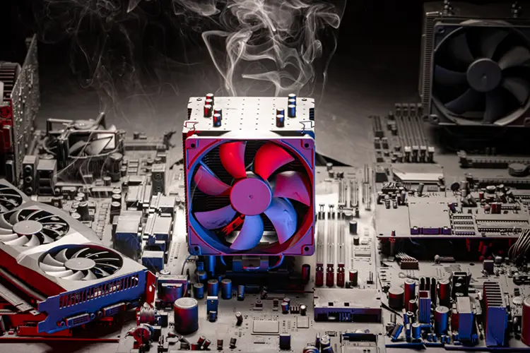 Detailed view of processor unit in a gaming PC build Ireland